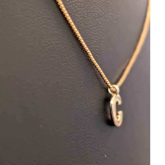 Athena Designs Initial 'C' 18k Gold Filled Box Chain 15.75"-17.5" Necklace NWOT - Picture 2 of 7